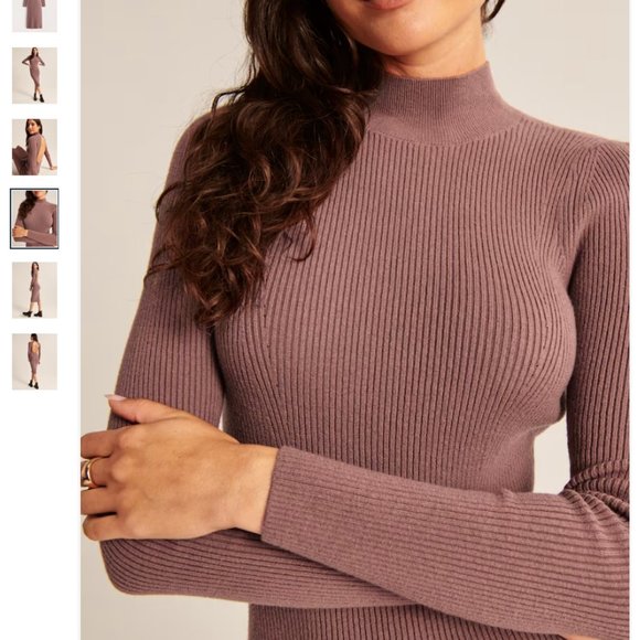 Abercrombie Open-Back Midi Sweater Dress Brown Size Small Regular Length - Picture 4 of 6